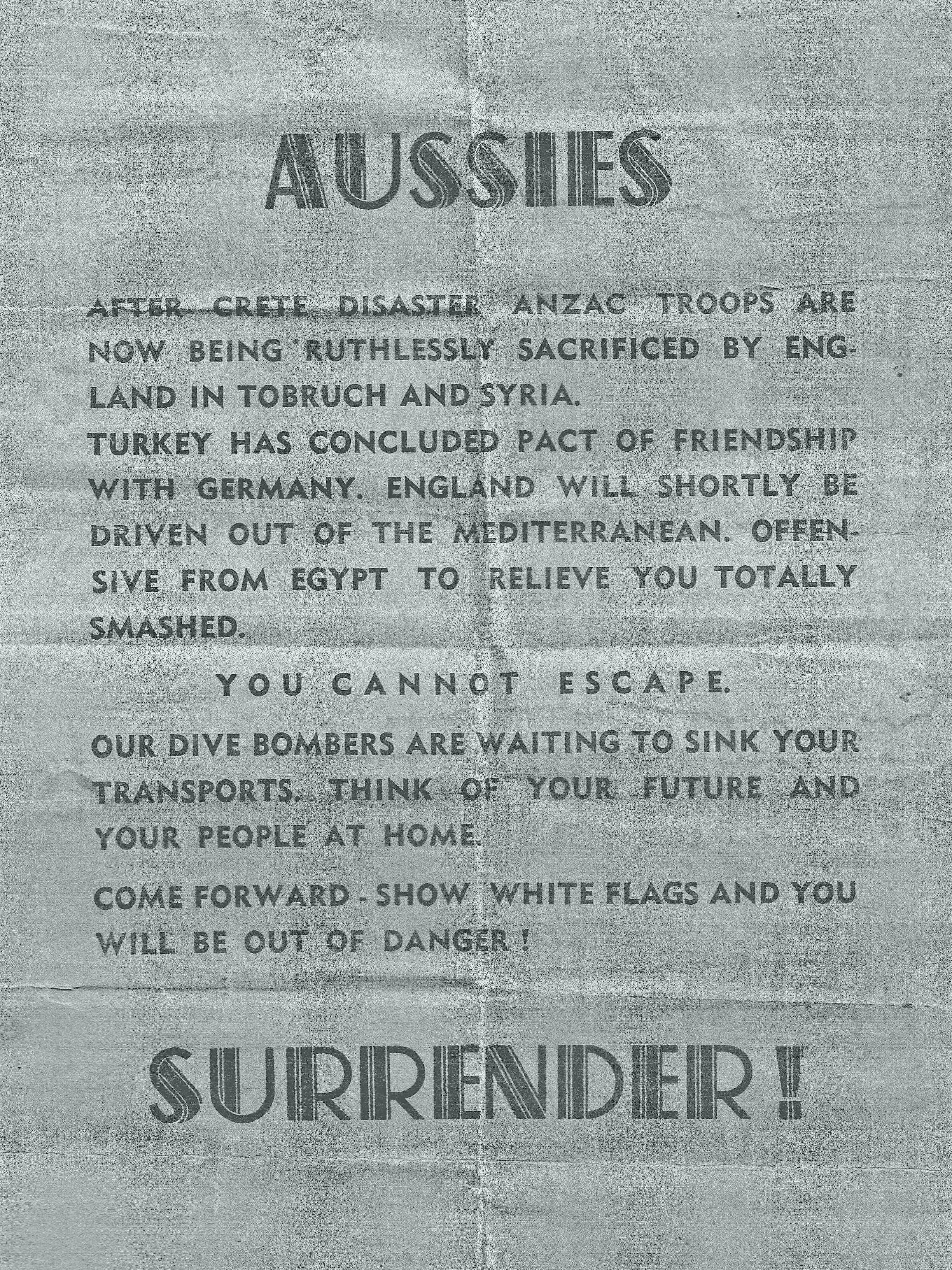 German surrender leaflet
